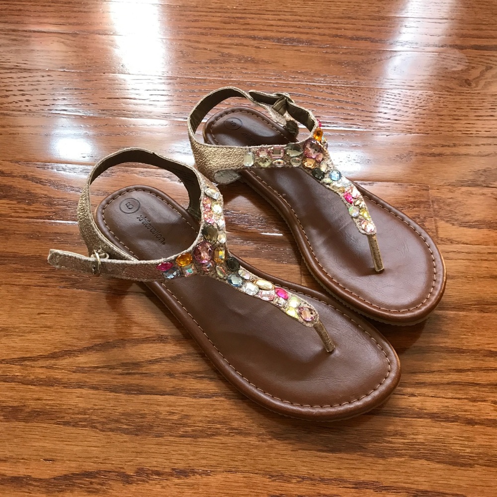Girls Metallic Jewel Sandals